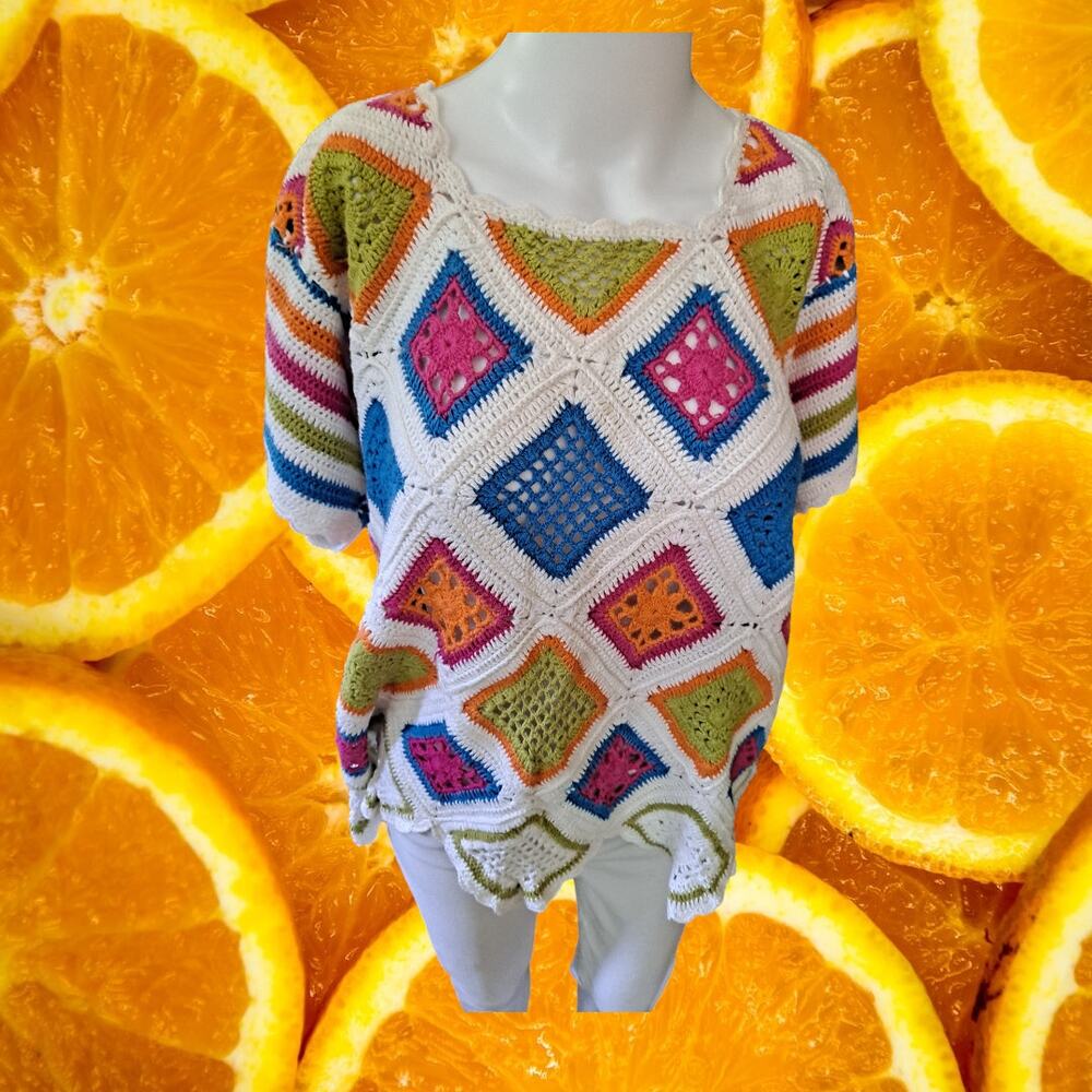 Hand‎ Made Granny Square Patchwork Sweater - image 1